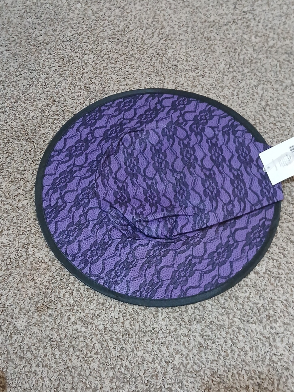 Purple Lace Wide-Brim Women's Witch Hat